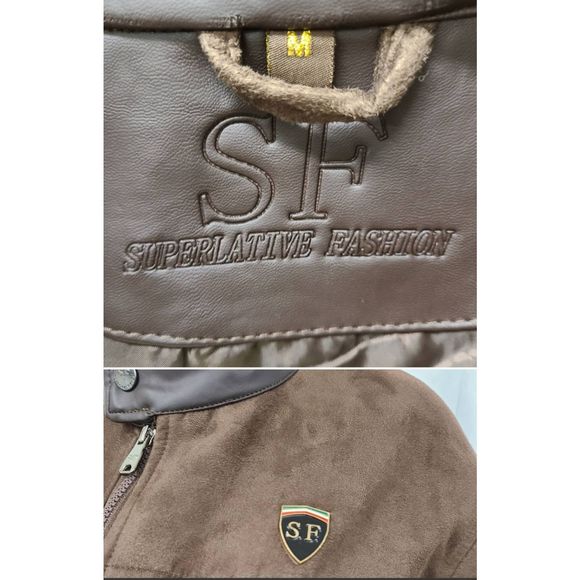 SF Faux Brown Leather Riding Jacket size Medium - Picture 7 of 8